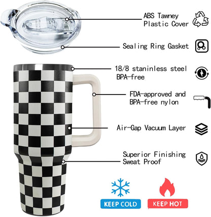 Ceovfoi 40 oz Lemon Print Stainless Steel Tumbler With Lid and Straw - Yellow Coffee Travel Mug Cup Water Bottle - Gifts for Lemon Lovers