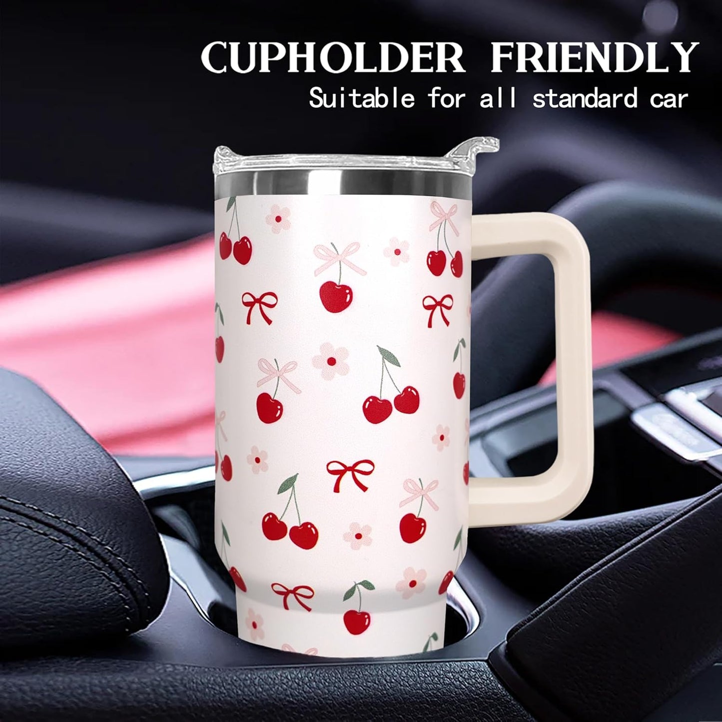 Ceovfoi 40 oz Lemon Print Stainless Steel Tumbler With Lid and Straw - Yellow Coffee Travel Mug Cup Water Bottle - Gifts for Lemon Lovers