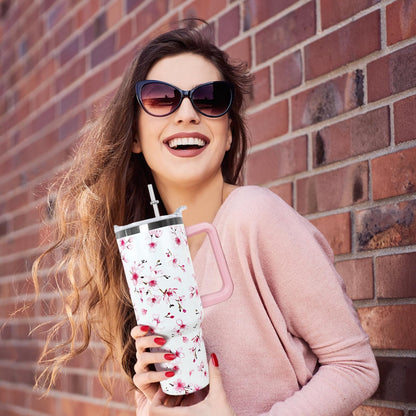 Ceovfoi 40 oz Lemon Print Stainless Steel Tumbler With Lid and Straw - Yellow Coffee Travel Mug Cup Water Bottle - Gifts for Lemon Lovers