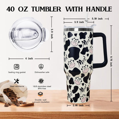 Ceovfoi 40 oz Lemon Print Stainless Steel Tumbler With Lid and Straw - Yellow Coffee Travel Mug Cup Water Bottle - Gifts for Lemon Lovers