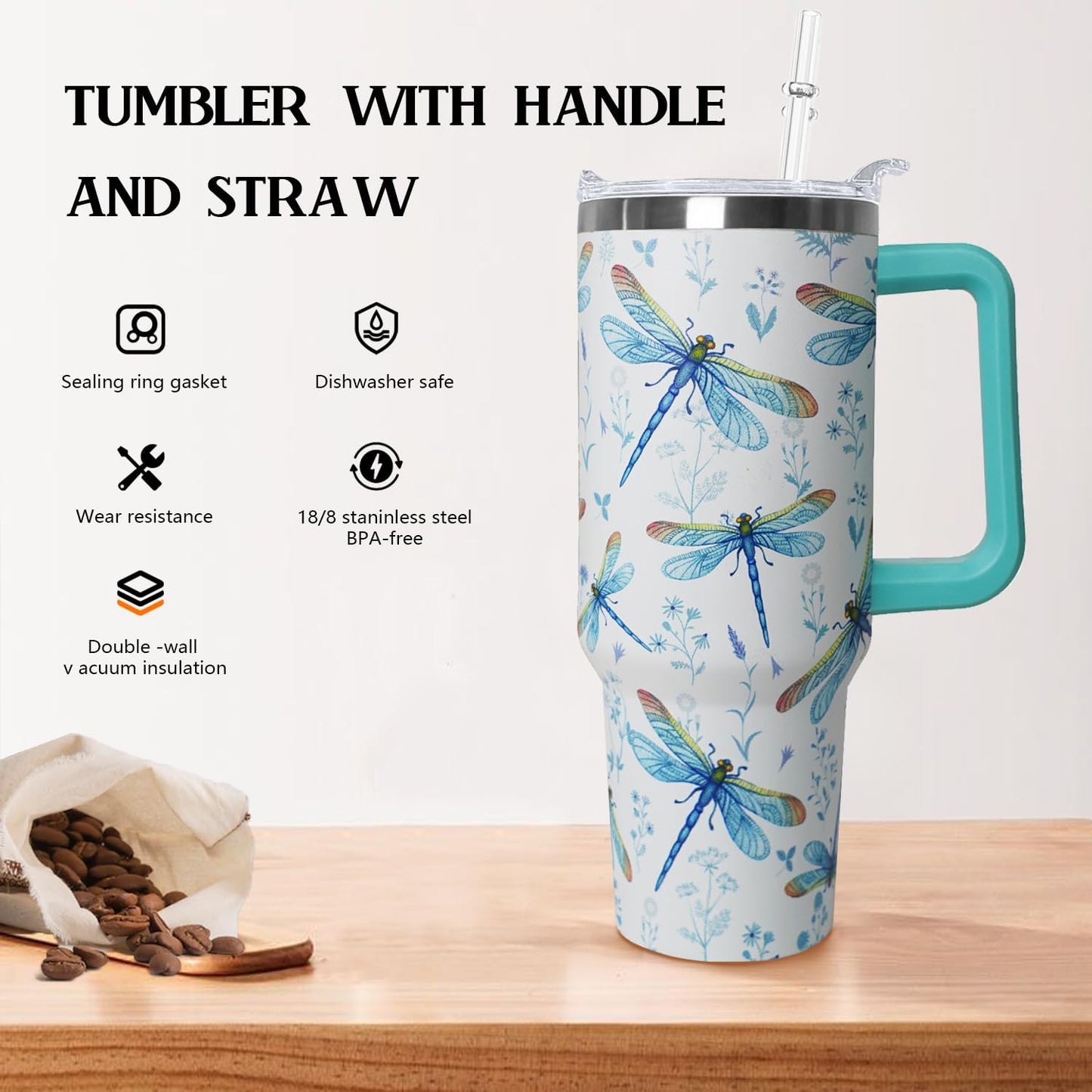 Ceovfoi 40 oz Lemon Print Stainless Steel Tumbler With Lid and Straw - Yellow Coffee Travel Mug Cup Water Bottle - Gifts for Lemon Lovers
