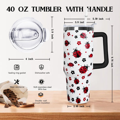 Ceovfoi 40 oz Lemon Print Stainless Steel Tumbler With Lid and Straw - Yellow Coffee Travel Mug Cup Water Bottle - Gifts for Lemon Lovers