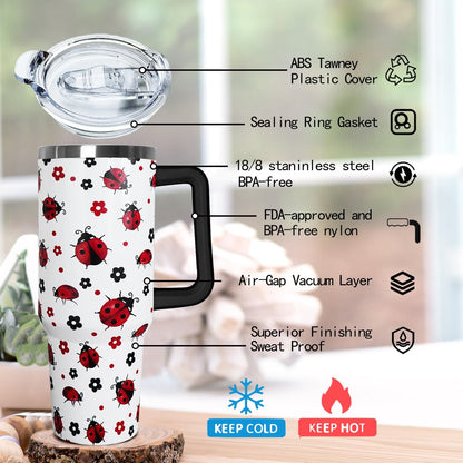 Ceovfoi 40 oz Lemon Print Stainless Steel Tumbler With Lid and Straw - Yellow Coffee Travel Mug Cup Water Bottle - Gifts for Lemon Lovers