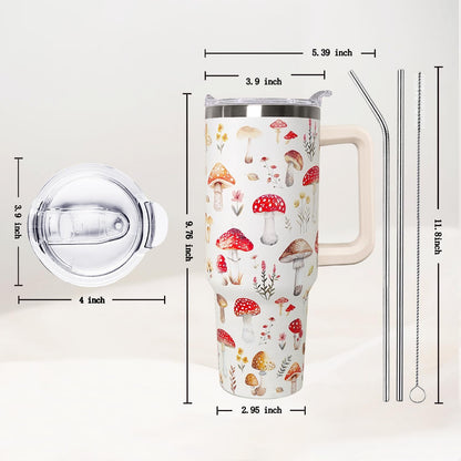 Ceovfoi 40 oz Lemon Print Stainless Steel Tumbler With Lid and Straw - Yellow Coffee Travel Mug Cup Water Bottle - Gifts for Lemon Lovers