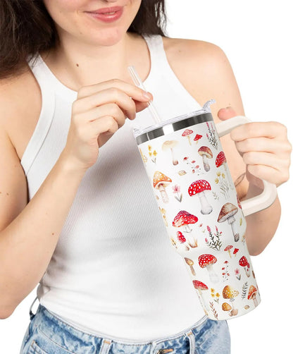 Ceovfoi 40 oz Lemon Print Stainless Steel Tumbler With Lid and Straw - Yellow Coffee Travel Mug Cup Water Bottle - Gifts for Lemon Lovers
