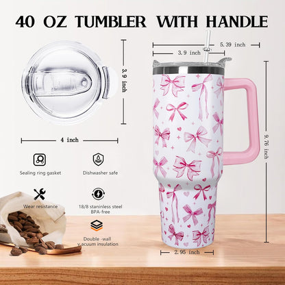 Ceovfoi 40 oz Lemon Print Stainless Steel Tumbler With Lid and Straw - Yellow Coffee Travel Mug Cup Water Bottle - Gifts for Lemon Lovers