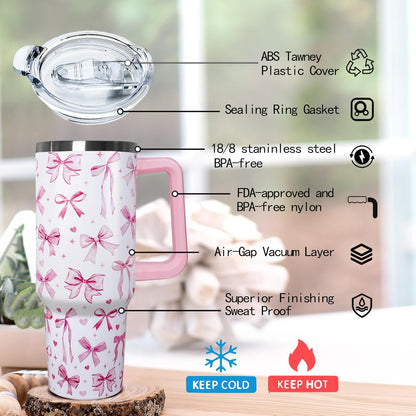 Ceovfoi 40 oz Lemon Print Stainless Steel Tumbler With Lid and Straw - Yellow Coffee Travel Mug Cup Water Bottle - Gifts for Lemon Lovers