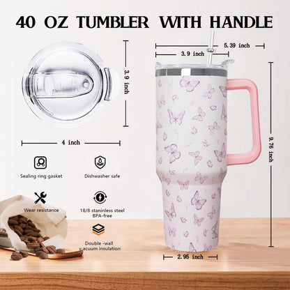 Ceovfoi 40 oz Lemon Print Stainless Steel Tumbler With Lid and Straw - Yellow Coffee Travel Mug Cup Water Bottle - Gifts for Lemon Lovers