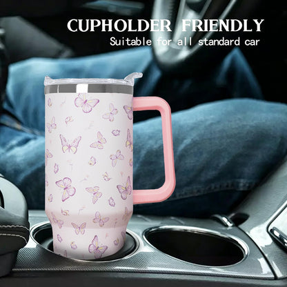 Ceovfoi 40 oz Lemon Print Stainless Steel Tumbler With Lid and Straw - Yellow Coffee Travel Mug Cup Water Bottle - Gifts for Lemon Lovers