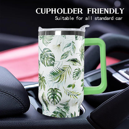 Ceovfoi 40 oz Lemon Print Stainless Steel Tumbler With Lid and Straw - Yellow Coffee Travel Mug Cup Water Bottle - Gifts for Lemon Lovers