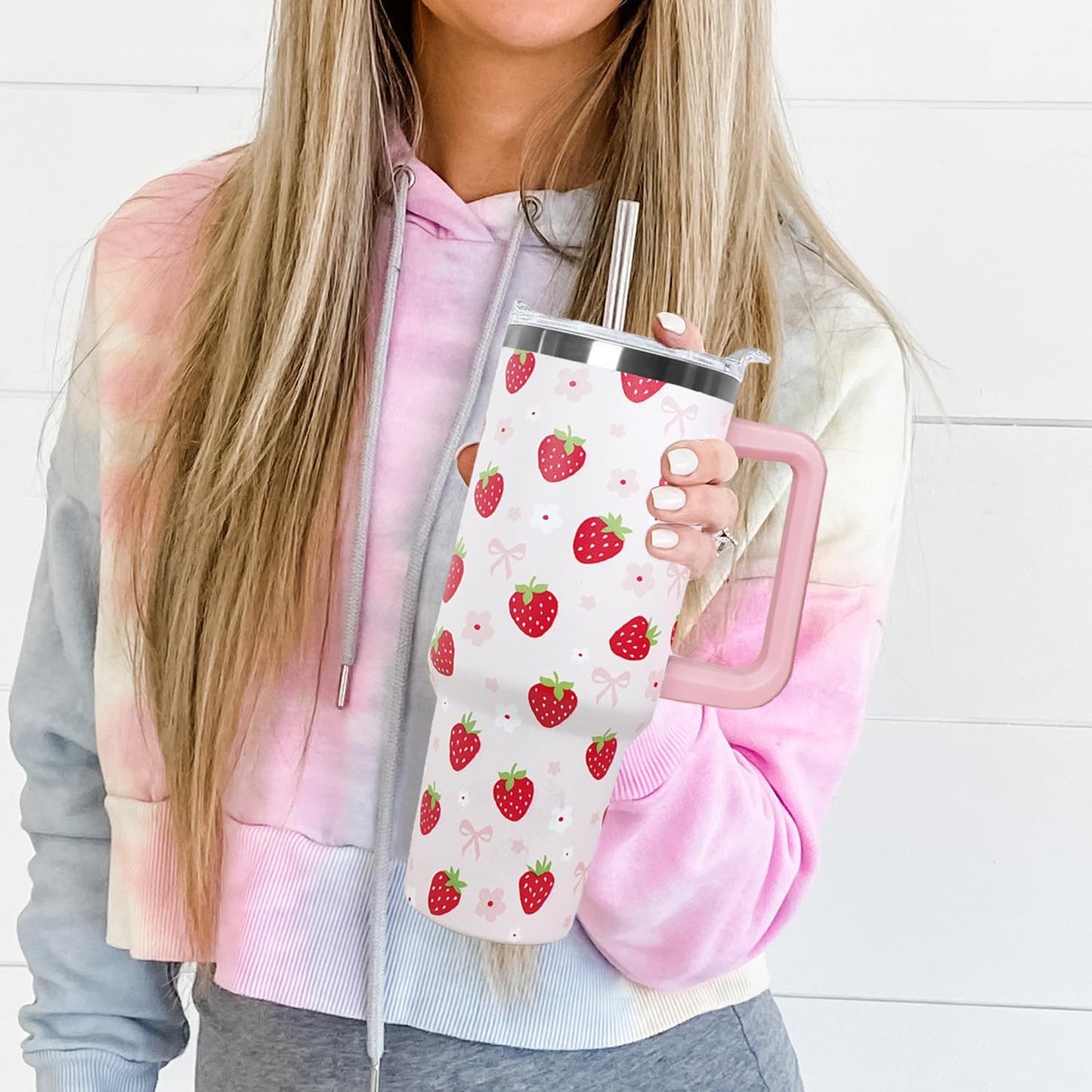 Ceovfoi 40 oz Lemon Print Stainless Steel Tumbler With Lid and Straw - Yellow Coffee Travel Mug Cup Water Bottle - Gifts for Lemon Lovers
