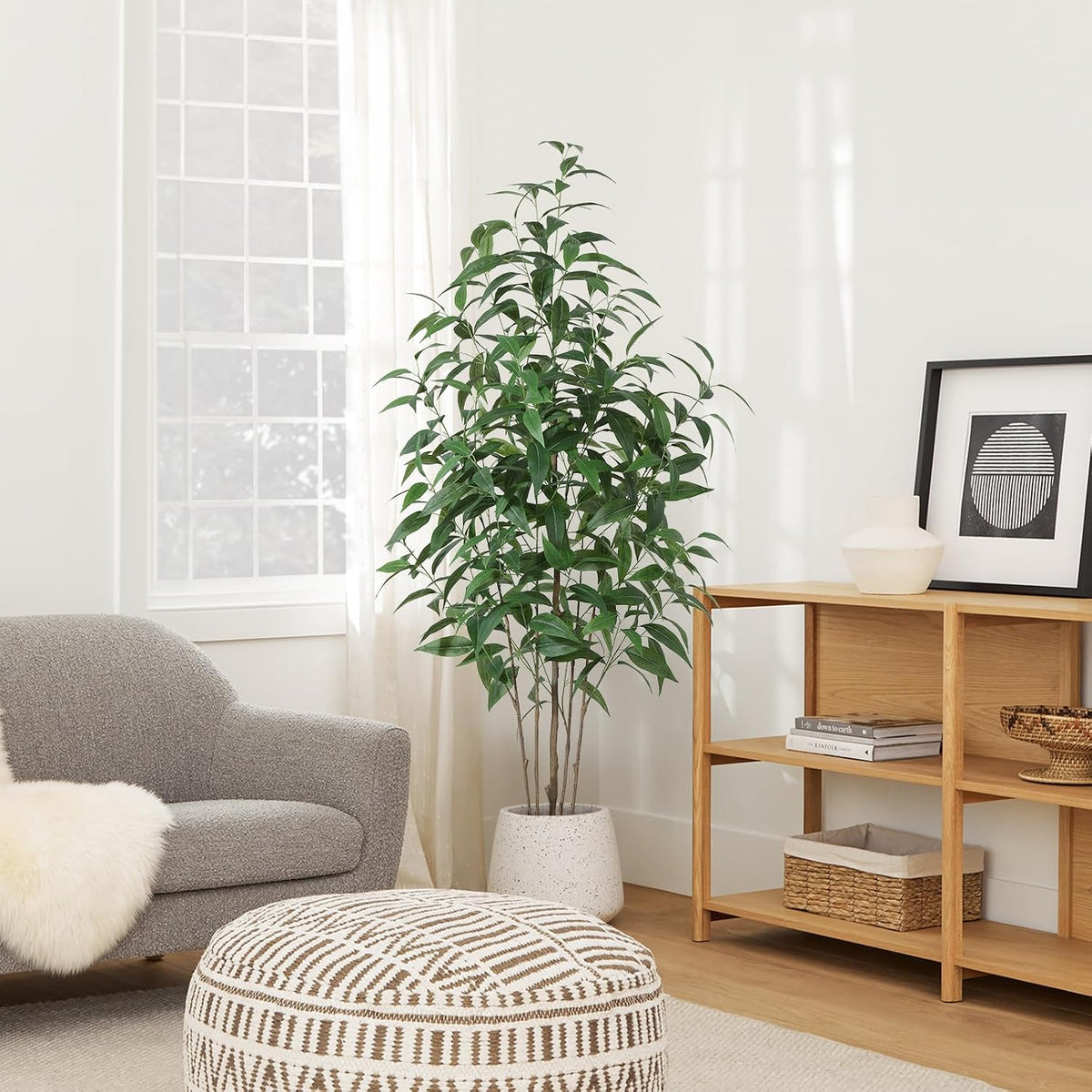 5Ft Artificial Eucalyptus Plant with Basket & Silk Leaves