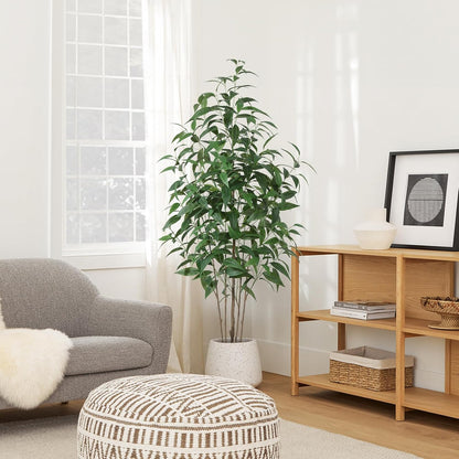 5Ft Artificial Eucalyptus Plant with Basket & Silk Leaves
