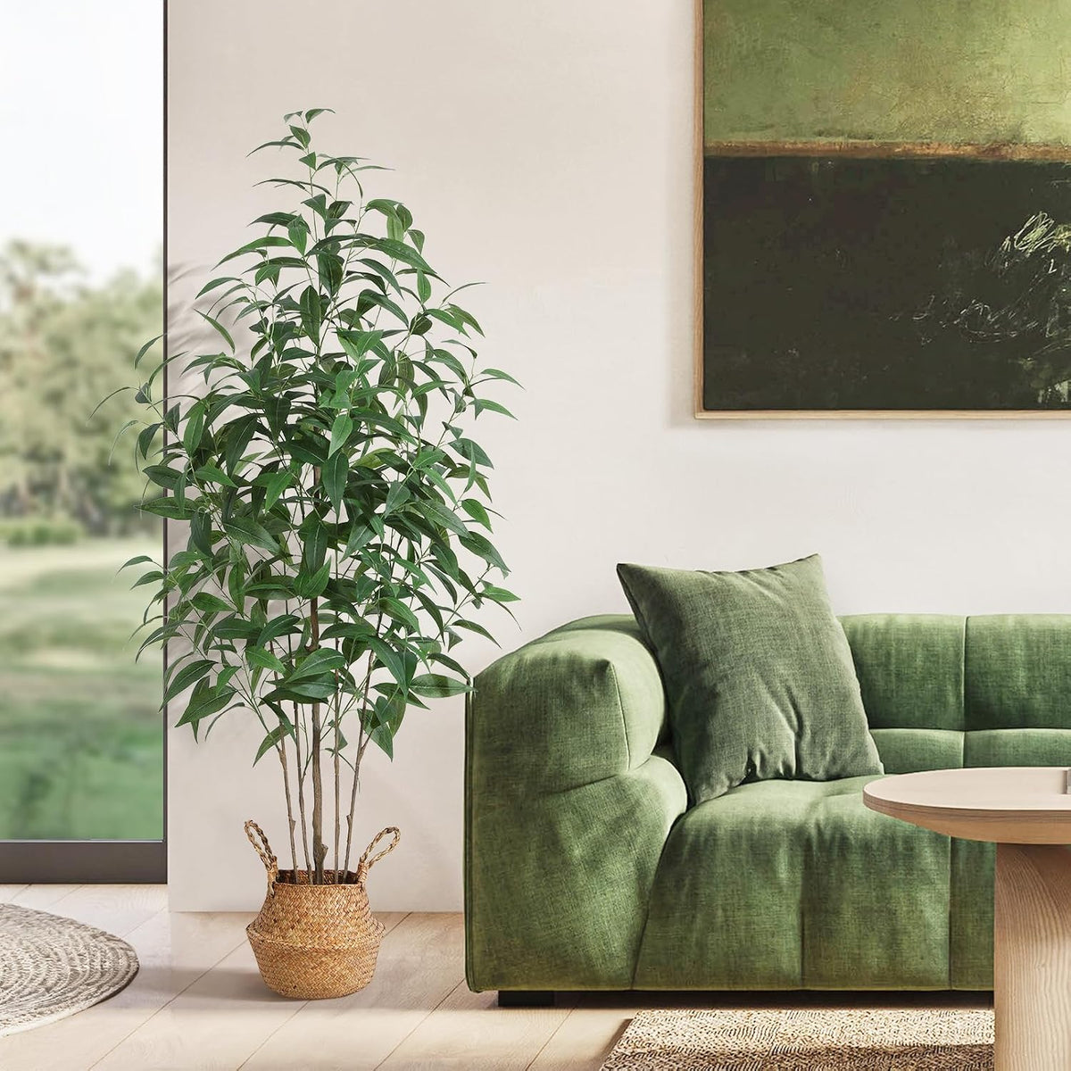 5Ft Artificial Eucalyptus Plant with Basket & Silk Leaves