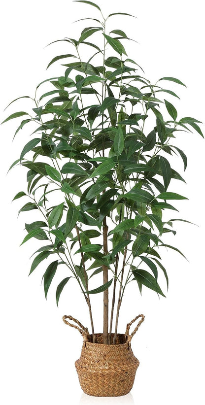 5Ft Artificial Eucalyptus Plant with Basket & Silk Leaves