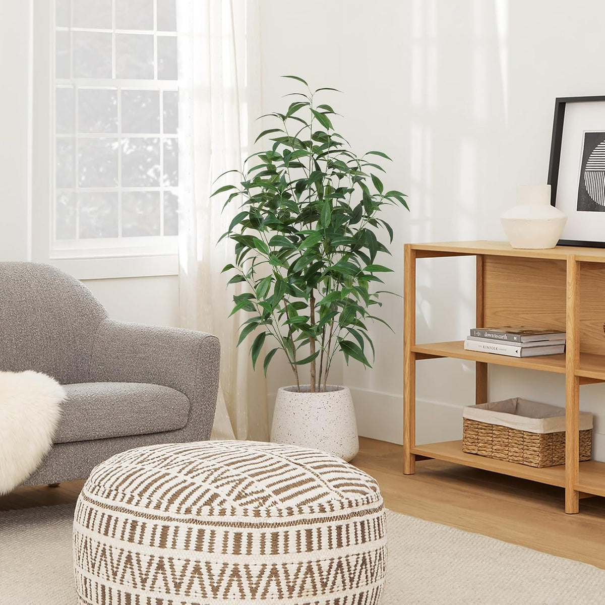 5Ft Artificial Eucalyptus Plant with Basket & Silk Leaves