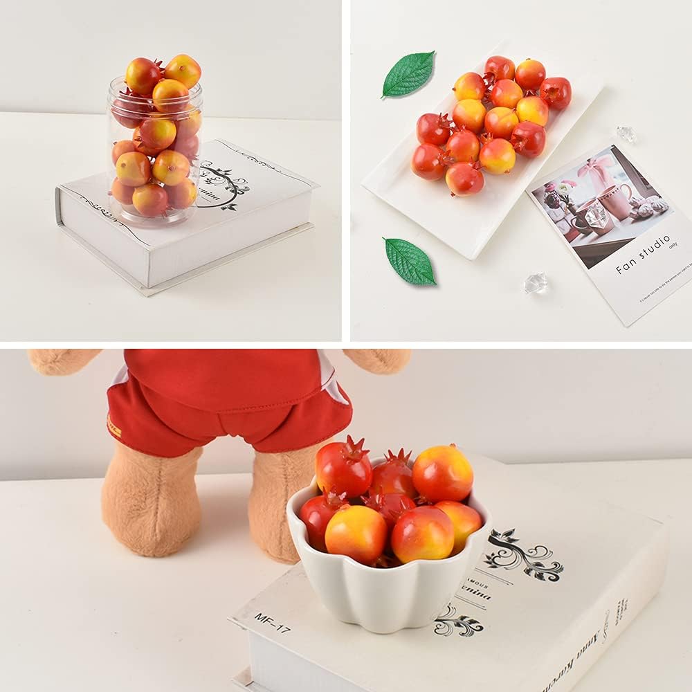 Mini Artificial Pomegranate Fake Fruit Simulation Home Kitchen Party Decorate Emulation Food Teaching Aid Festival Decorations 20PCS