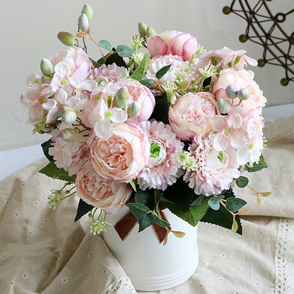 Artificial Peony Flowers, Light Pink Silk Fake Peonies Bouquet