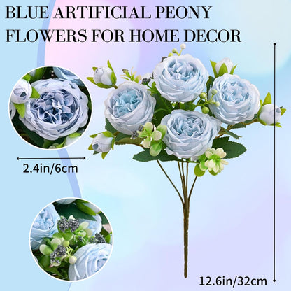 Artificial Peony Flowers, Light Pink Silk Fake Peonies Bouquet