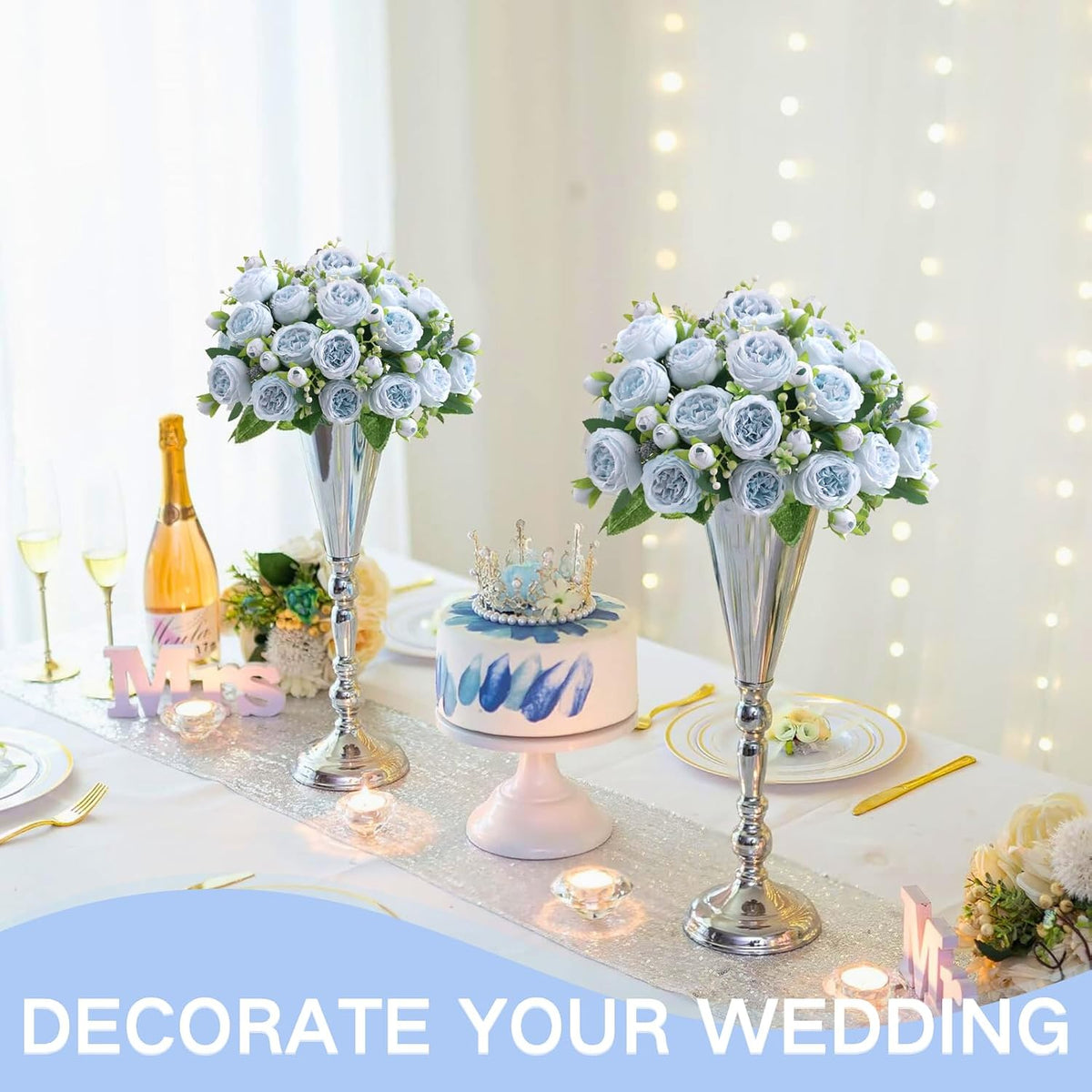Artificial Peony Flowers, Light Pink Silk Fake Peonies Bouquet