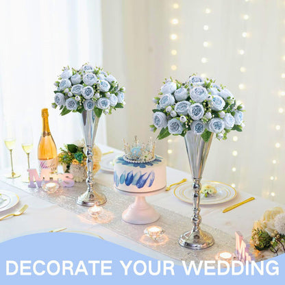 Artificial Peony Flowers, Light Pink Silk Fake Peonies Bouquet