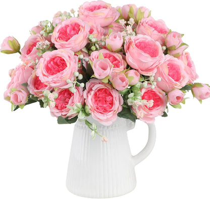 Artificial Peony Flowers, Light Pink Silk Fake Peonies Bouquet