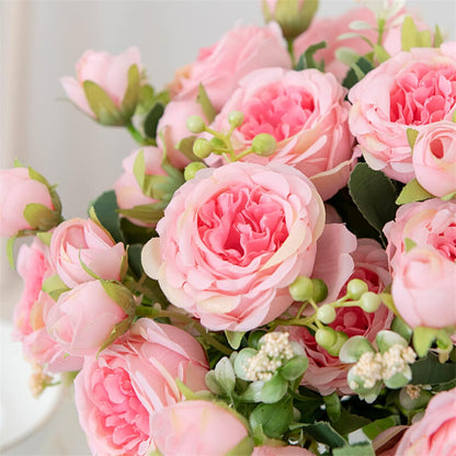 Artificial Peony Flowers, Light Pink Silk Fake Peonies Bouquet
