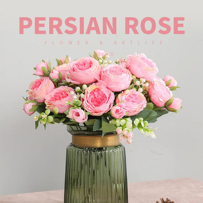 Artificial Peony Flowers, Light Pink Silk Fake Peonies Bouquet