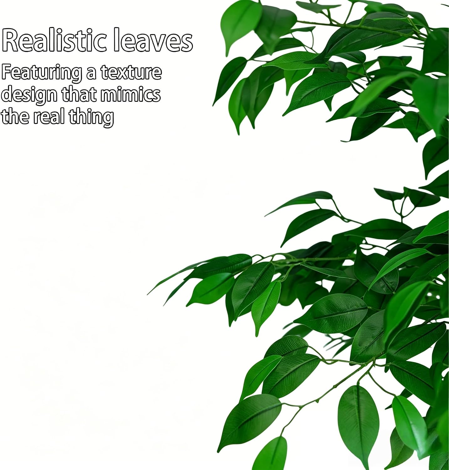 Artificial Ficus Tree 4FT Tall, Artificial Plants Indoor with Black Planter Faux Ficus Tree Realistic Faux Silk Plant for Home Office Living Room, Porch, Garden Decor