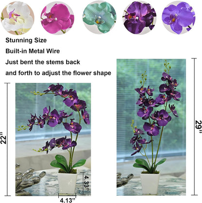 15" Silk Phalaenopsis Orchid in Square Pot, Orange Flower Plant Arrangement