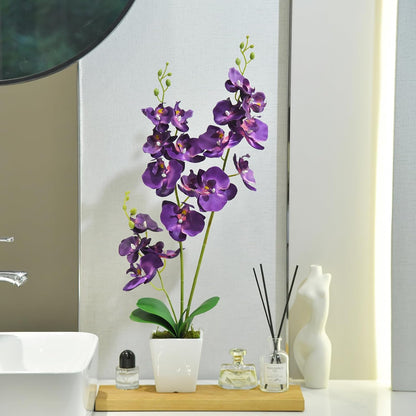 15" Silk Phalaenopsis Orchid in Square Pot, Orange Flower Plant Arrangement