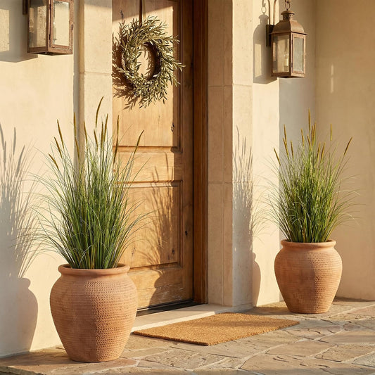 Garden 3ft Artificial Cattail Grass 2 Pack, 35in Faux Reed Plants in Pot, Fake Onion Grass Floor Plants for Indoor Outdoor Home Office Patio Decor, Realistic Greenery Housewarming Gift
