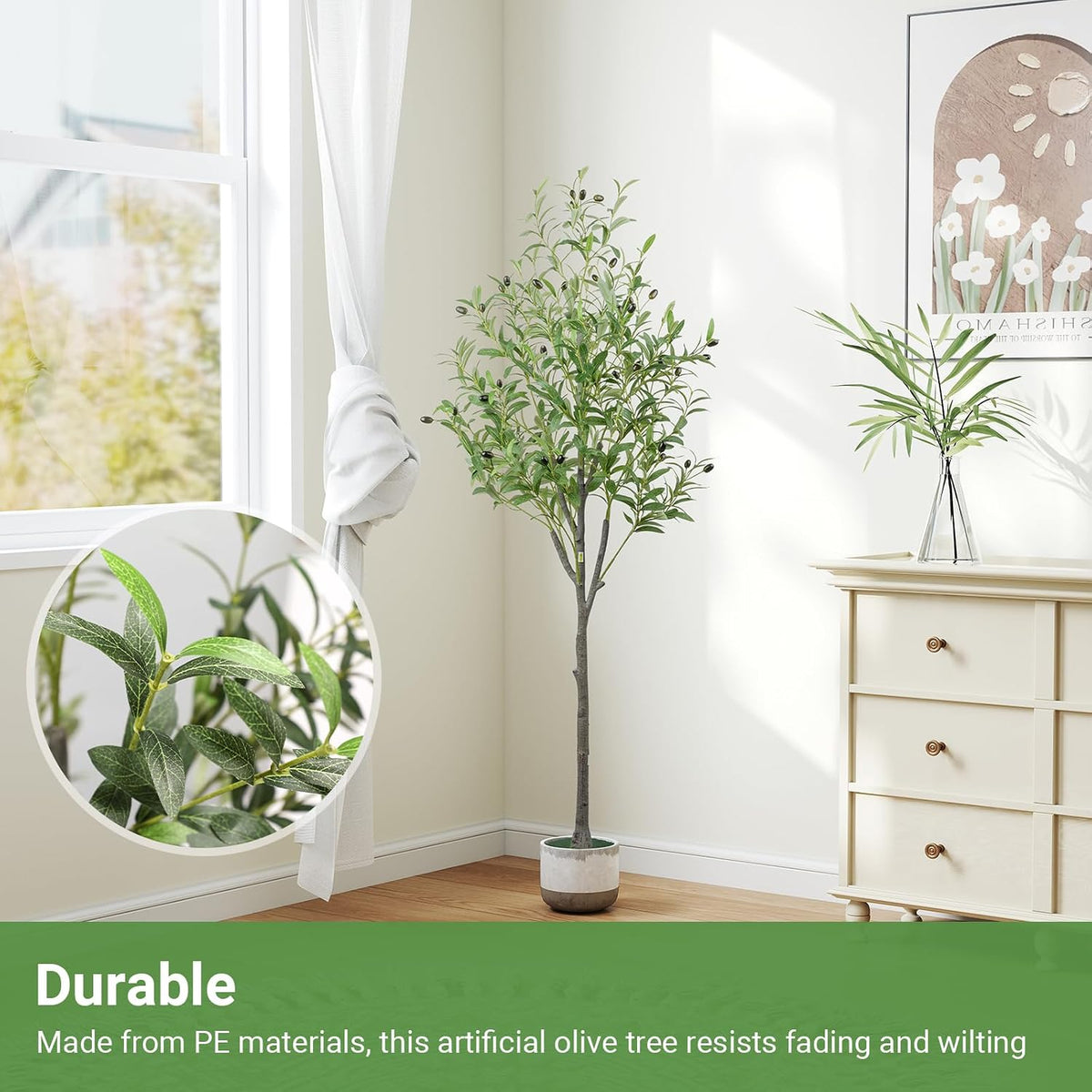 6FT Fall Artificial Eucalyptus Tree with Wicker Basket, Orange Potted Faux Eucalyptus Trees, Autumn Fake Eucalyptus Plants, Lifelike Leaves & Natural Trunk for Home Office Bedroom, Indoor