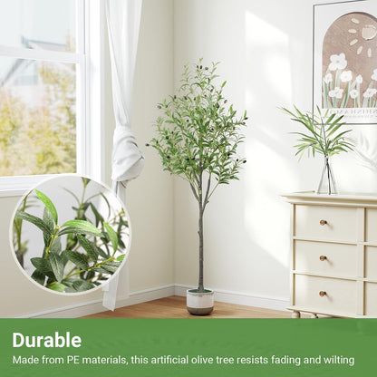 6FT Fall Artificial Eucalyptus Tree with Wicker Basket, Orange Potted Faux Eucalyptus Trees, Autumn Fake Eucalyptus Plants, Lifelike Leaves & Natural Trunk for Home Office Bedroom, Indoor