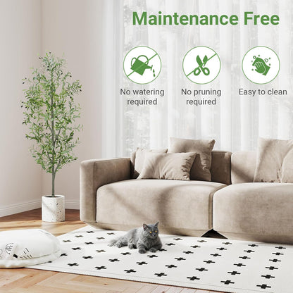 6FT Fall Artificial Eucalyptus Tree with Wicker Basket, Orange Potted Faux Eucalyptus Trees, Autumn Fake Eucalyptus Plants, Lifelike Leaves & Natural Trunk for Home Office Bedroom, Indoor