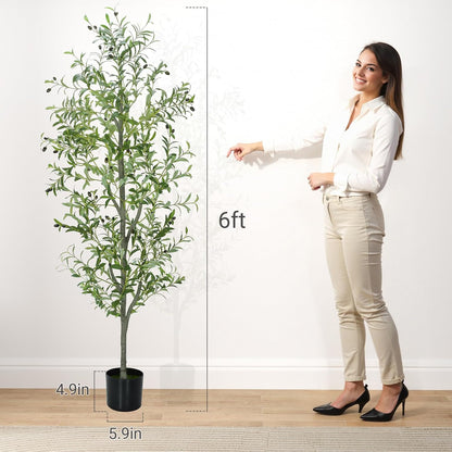 6FT Fall Artificial Eucalyptus Tree with Wicker Basket, Orange Potted Faux Eucalyptus Trees, Autumn Fake Eucalyptus Plants, Lifelike Leaves & Natural Trunk for Home Office Bedroom, Indoor