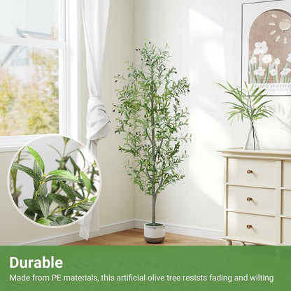 6FT Fall Artificial Eucalyptus Tree with Wicker Basket, Orange Potted Faux Eucalyptus Trees, Autumn Fake Eucalyptus Plants, Lifelike Leaves & Natural Trunk for Home Office Bedroom, Indoor
