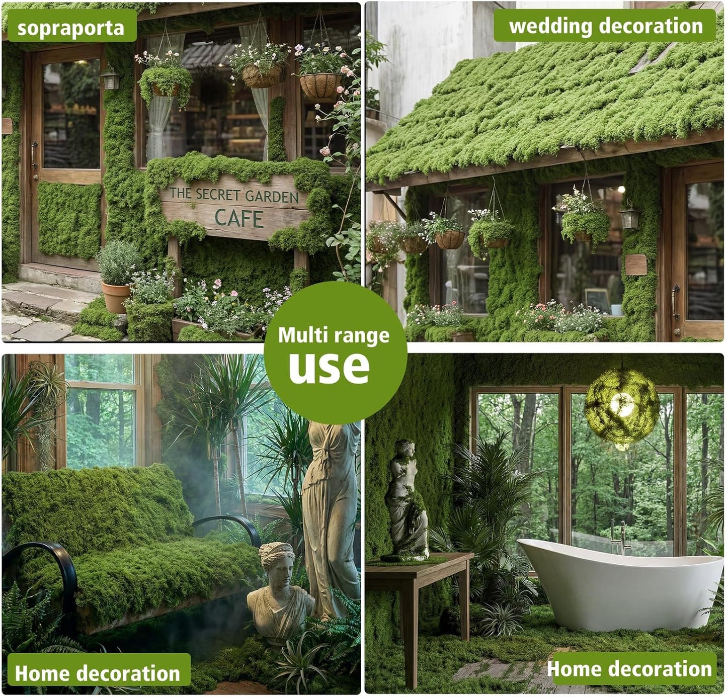 Artificial Moss mat, Green, 39.37 x 39.37 inches (Dark Green), Waterproof Indoor and Outdoor Decorative Moss mat, Fake Moss Wall Decorative Flower Decoration for Craftsmanship