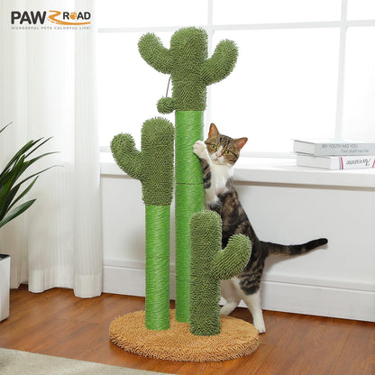Cactus Cat Scratching Post 35”Cat Scratcher with Toy Ball | Cactus Cat tree with 3 Sisal & Carpet Scratching Posts, Soft Carpet Base & Top, Interactive Ball for Adult and Indoor Cats