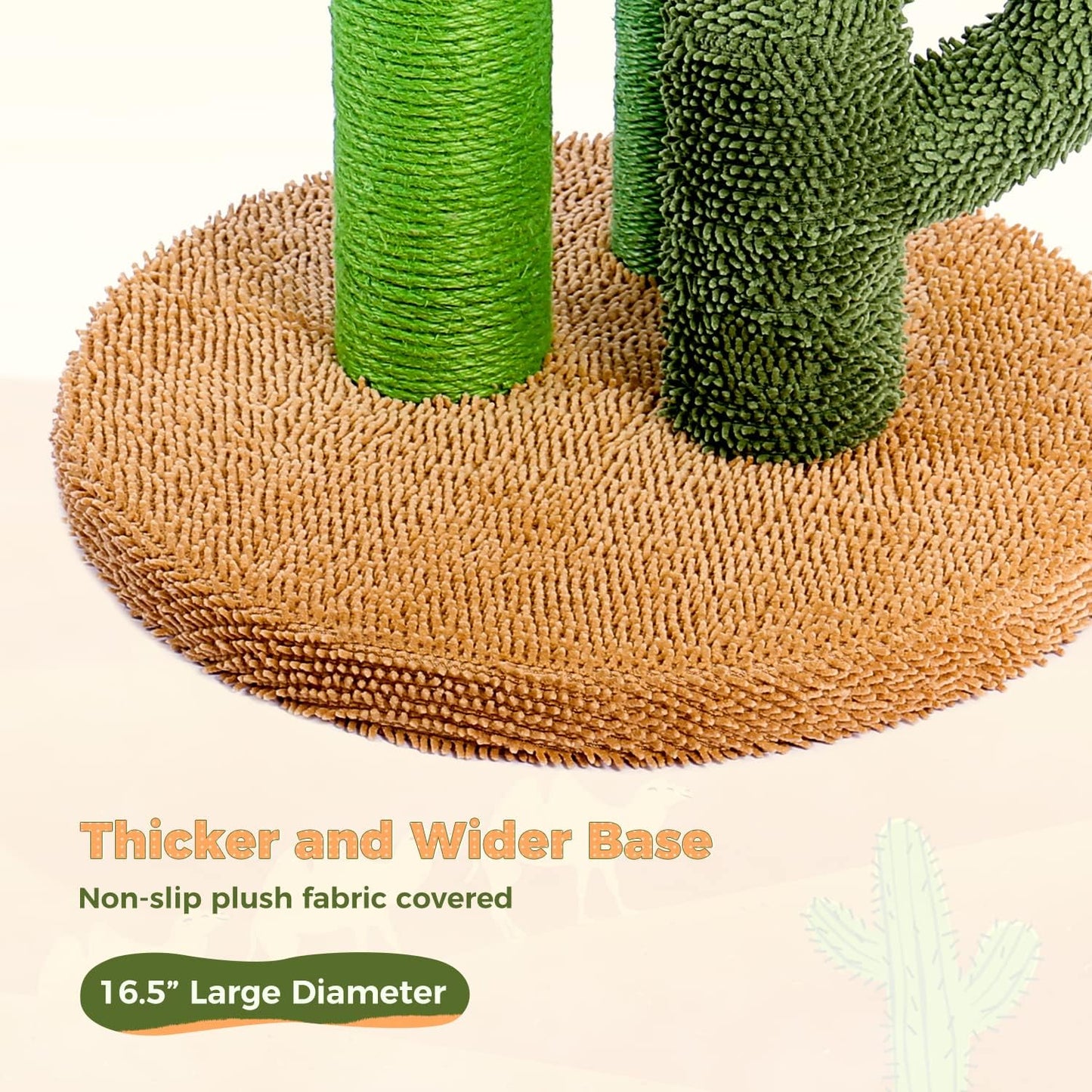 Cactus Cat Scratching Post 35”Cat Scratcher with Toy Ball | Cactus Cat tree with 3 Sisal & Carpet Scratching Posts, Soft Carpet Base & Top, Interactive Ball for Adult and Indoor Cats