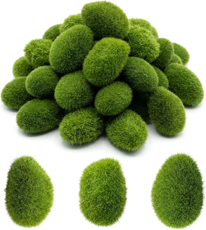 Moss Balls 30 Pack Artificial Moss Balls, Faux Decor for Fish Tank, Terrarium, Home & Garden Decoration, Set of 3 Sizes (3x4cm, 4x5cm, 5x6cm)