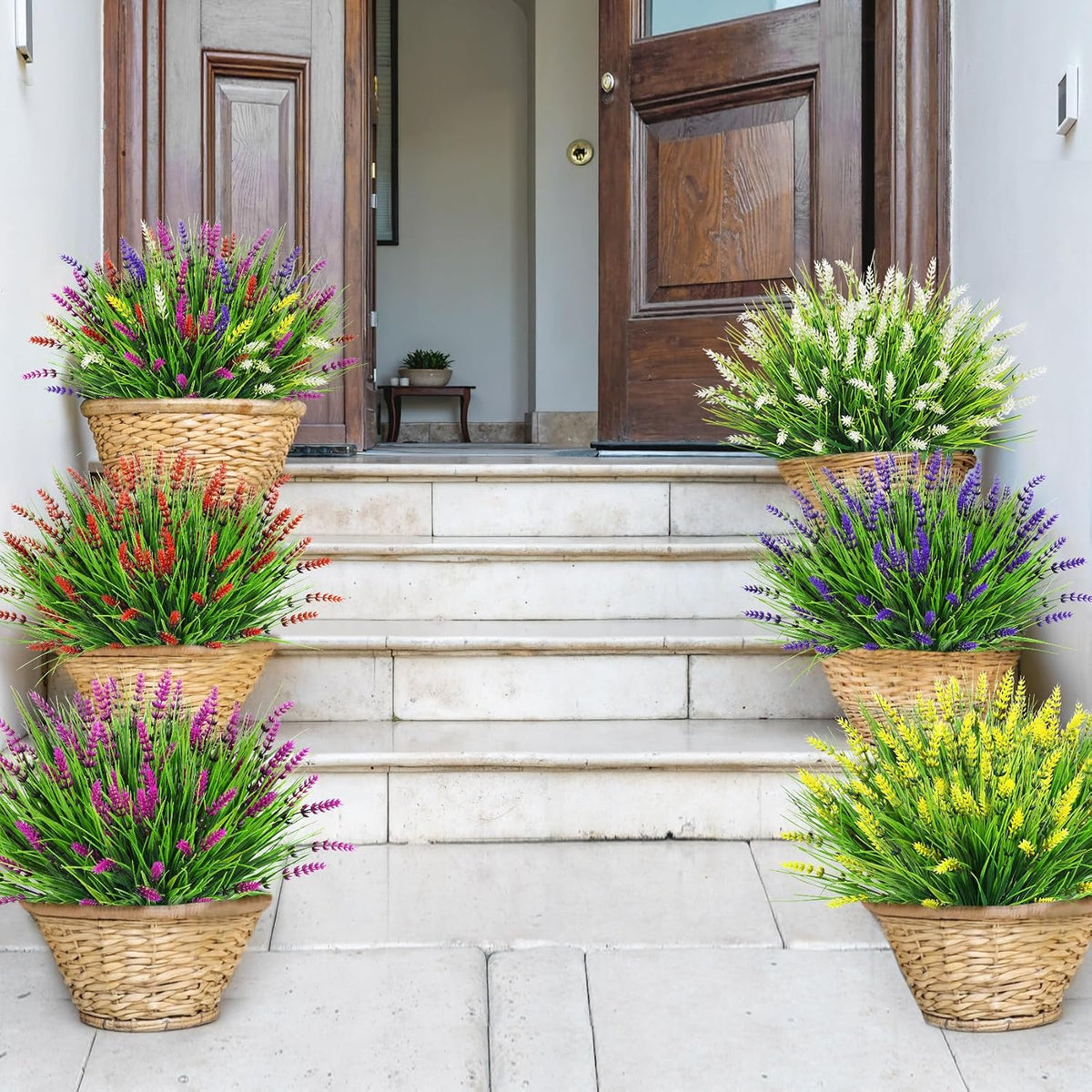 24 Bundles Fake Lavender Artificial Fall Mums Flowers for Outdoors