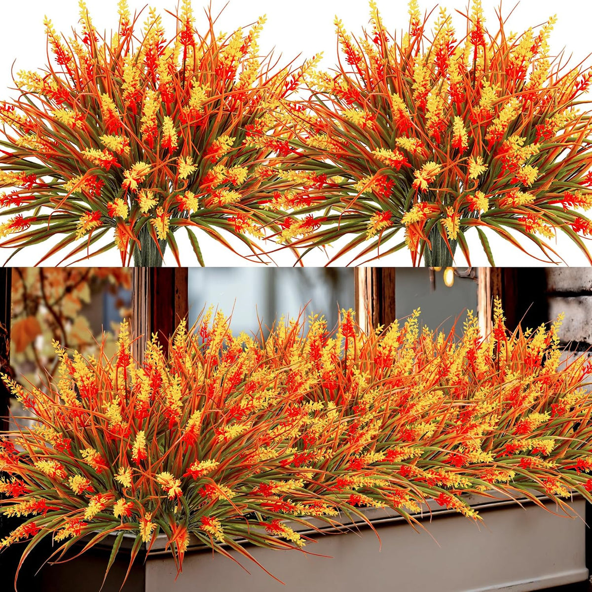 24 Bundles Fake Lavender Artificial Fall Mums Flowers for Outdoors