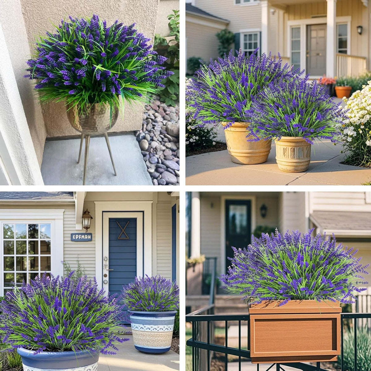 24 Bundles Fake Lavender Artificial Fall Mums Flowers for Outdoors