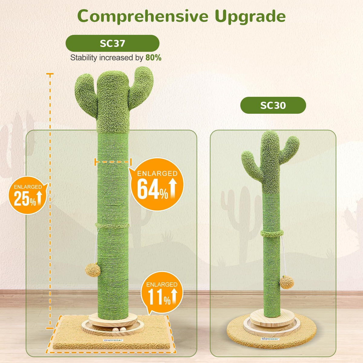 Extra Thick Cactus Scratching Posts for Indoor Large Cats, SC37