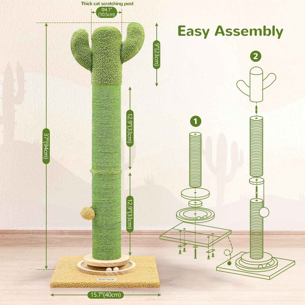 Extra Thick Cactus Scratching Posts for Indoor Large Cats, SC37