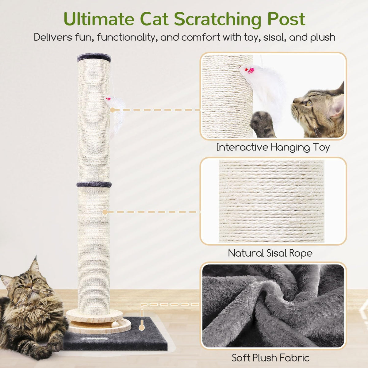 Extra Thick Cactus Scratching Posts for Indoor Large Cats, SC37
