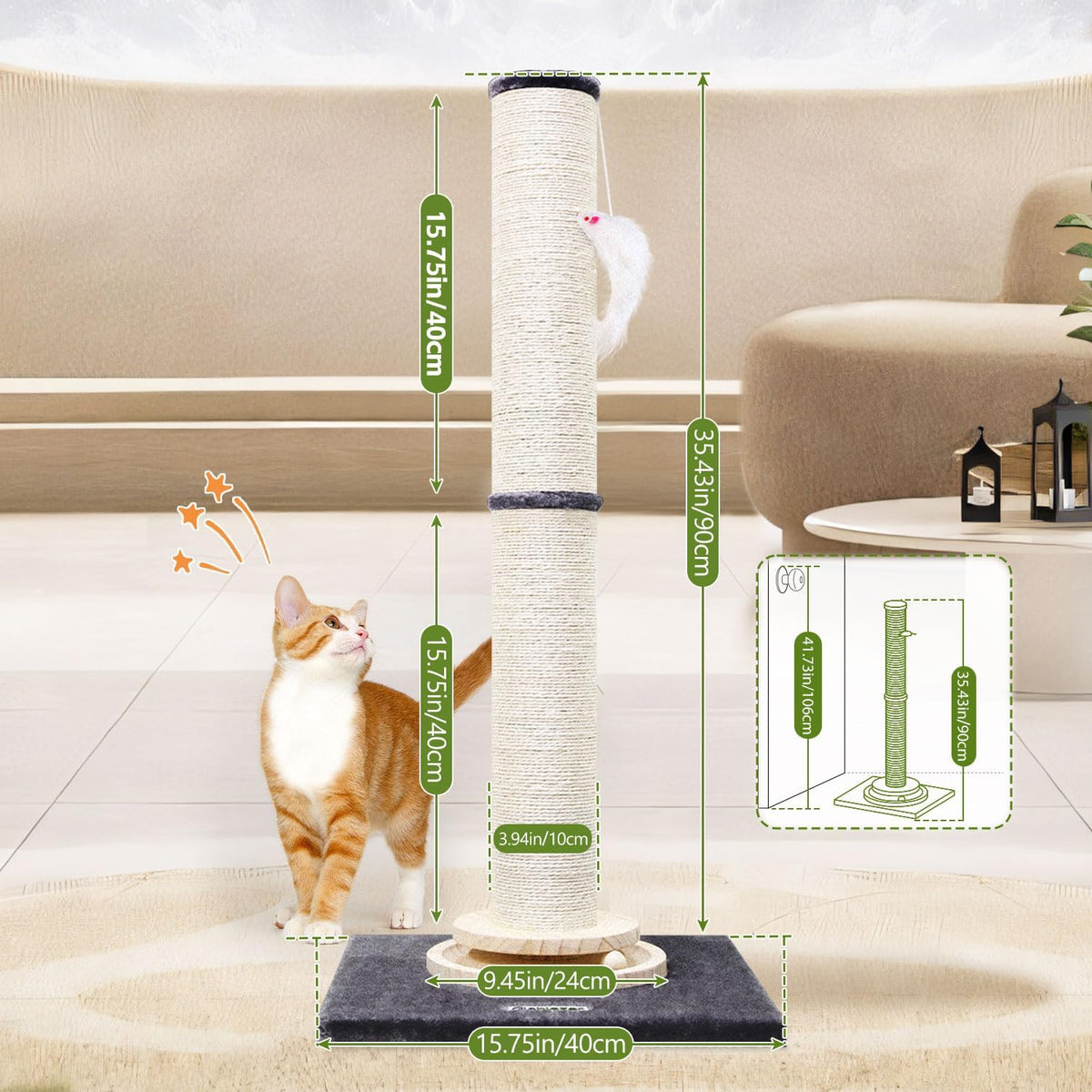 Extra Thick Cactus Scratching Posts for Indoor Large Cats, SC37