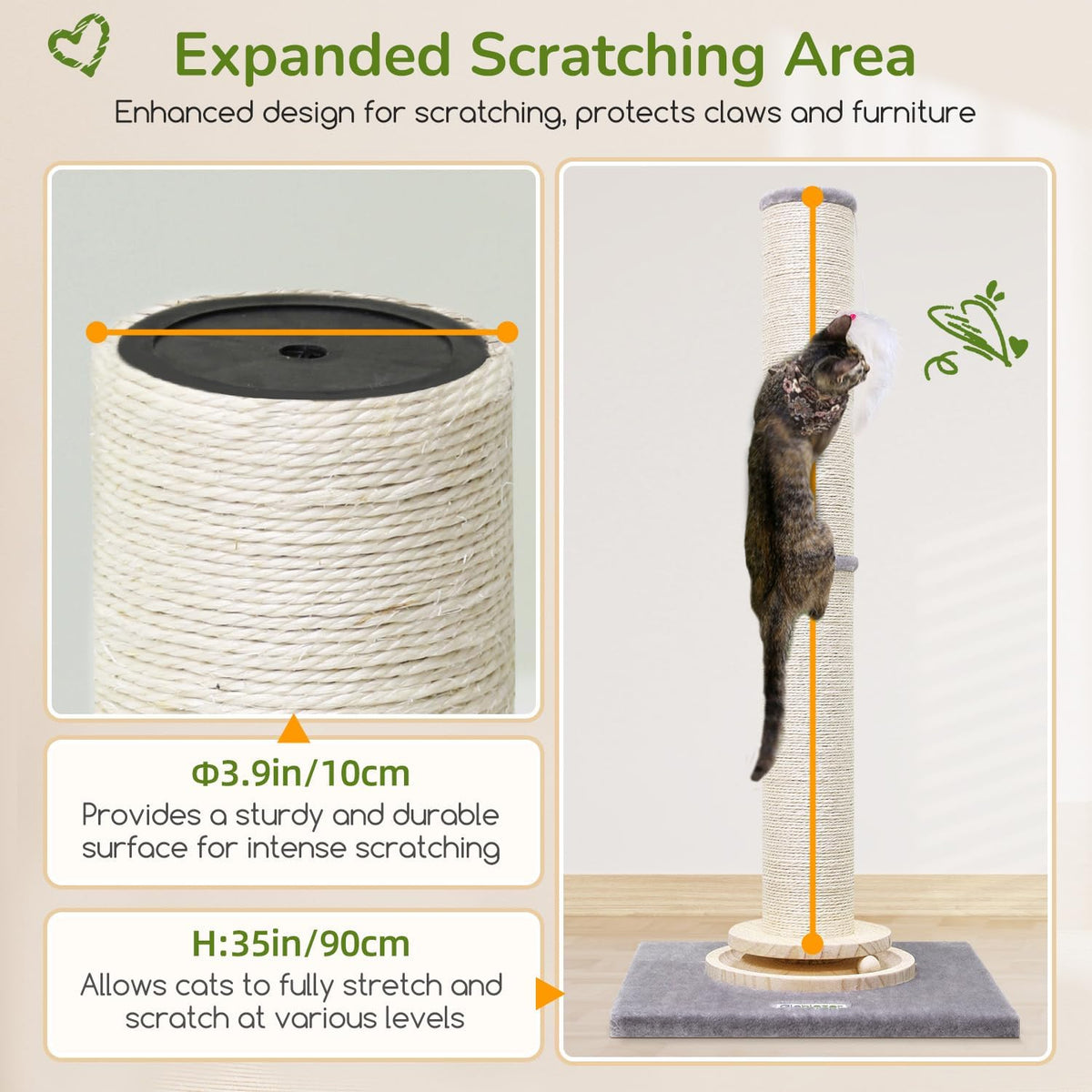 Extra Thick Cactus Scratching Posts for Indoor Large Cats, SC37