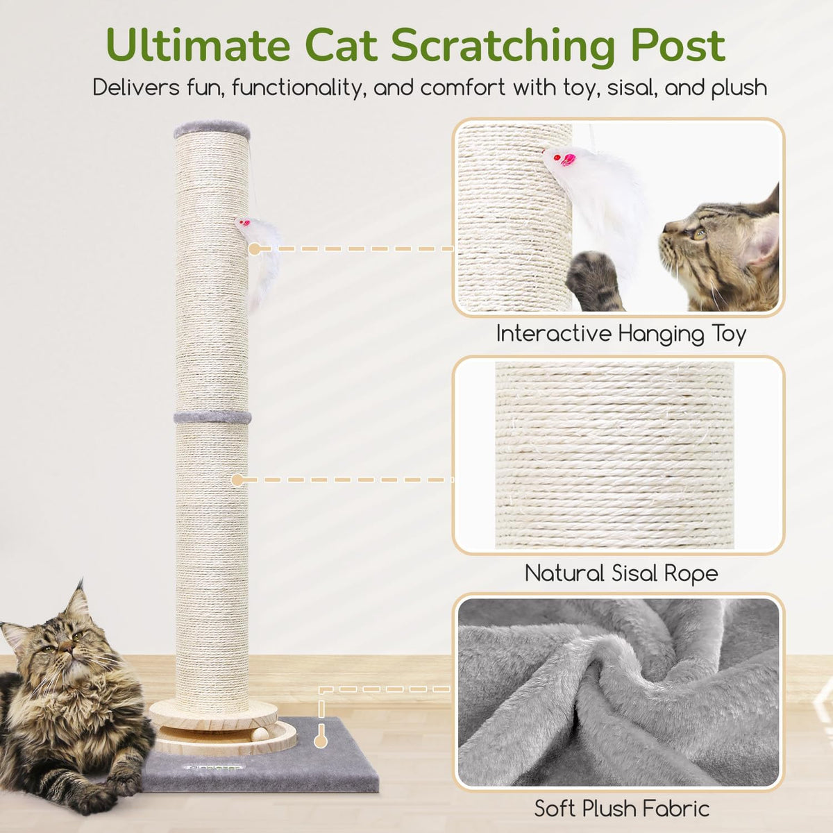 Extra Thick Cactus Scratching Posts for Indoor Large Cats, SC37